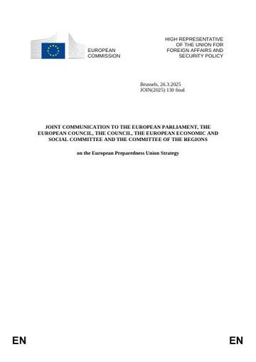Obálka: European Preparedness Union Strategy